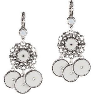 Dolce Luna bijoux Earrings white Pretty pastel verzilverd met Swarovski kristal white