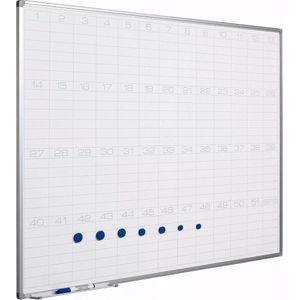 Whiteboard PRO - Geëmailleerd staal - Weekplanner - Maandplanner - Jaarplanner - Magnetisch - Wit - 90x120cm