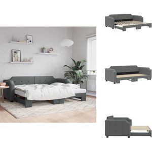 vidaXL Slaapbank Met Onderschuifbed - Slaapbanken Met Onderschuifbedden - Slaapbank - Bedbank - Slaapbank met onderschuifbed 90x190 cm stof donkergrijs