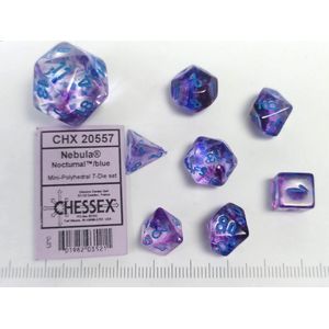 Chessex Nebula Mini-Polyhedral Nocturnal/blue Luminary Dobbelsteen Set (7 stuks)