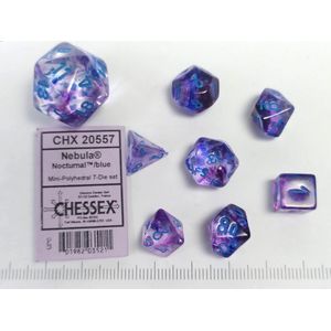 Chessex Nebula Mini-Polyhedral Nacht/blauw Lichtgevende Dobbelsteenset (7 stuks)