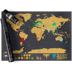 Cazy Luxe Grote Wereldkaart Krasposter - Scratch world map (82x60cm)