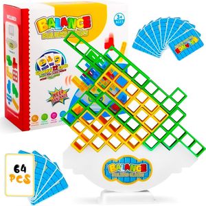Tetra Tower Spel Balance - Montessori Speelgoed - Tetris Tower Spel - Balansspel - Educatief Speelgoed - Bouwset - Tiktok - 64 Stuks
