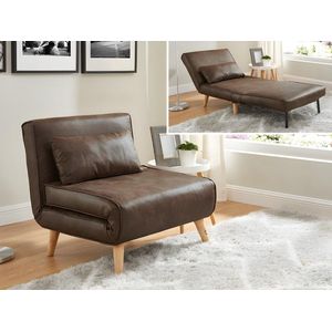 Uitschuifbare fauteuil POSIO van microvezel - Bruin L 74 cm x H 75 cm x D 78 cm