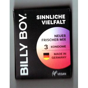 Billy condooms - 3 stuks - tutti frutti, aardbeien, 1 transparant