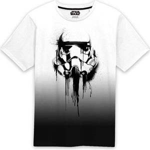 T-Shirt met Korte Mouwen Star Wars Stormrooper Ink Wit Zwart Uniseks - M