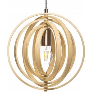 Houten hanglamp met verstelbare kabel en 6 roterende houten ringen zonder lamp Modern Scandinavisch voor restaurant Studio Bar Home Cafe
