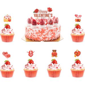 Festivz Valentijnsdag Cup Cake & Taart topper Set - Valentijn Decoratie – Feestversiering – Rood - Romantisch - Feest