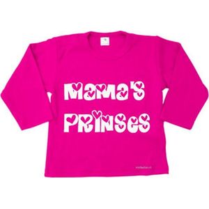 Minifashion - babyshower - kraamcadeau - baby - peuter - shirt - lange mouwen - fuchsia - Mama's Prinses - maat 62