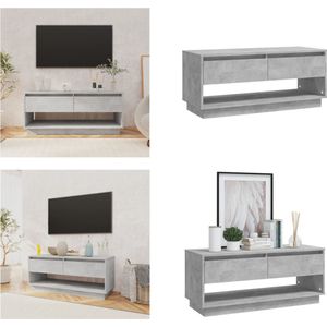 vidaXL Tv-meubel 102x41x44 cm spaanplaat betongrijs - Tv-kast - Tv-kasten - Tv-standaard - Wandtafel