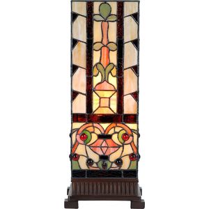 LumiLamp Tiffany Tafellamp 18x18x45 cm Beige Glas Tiffany Bureaulamp