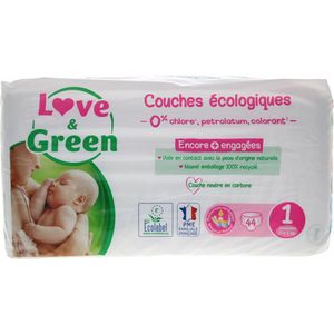 Love & Green Hypoallergene Luiers 44 Luiers Maat 1 (2-5 kg)