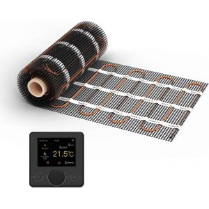 Elektrische vloerverwarming voor tegels: Verwarmingsmat WARMON CLASSIC 150 W/m² Tweeader-verwarmingsmat ultradun met Smart Thermostaat R7C-716 Smart WiFi Kleur-LCD