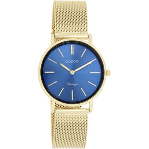 OOZOO Vintage series - Goudkleurige horloge met goudkleurige metalen mesh armband - C20292