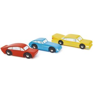 Tender Toys Retro Speelgoed Auto's Junior 3-delig Blauw/rood/geel