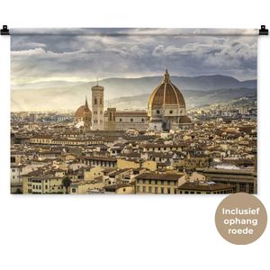 Wandkleed Italië - Zonsondergang over Florence Wandkleed katoen 90x60 cm - Wandtapijt met foto