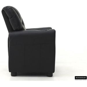 Mini-Relax, Fauteuil 'Rene' manueel verstelbaar PU Zwart, Structuur metaal, bekleding PU