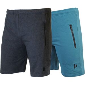 2-Pack Donnay Joggingshort - Sportshort - Heren - Maat L - Charcoal/Vintage-blue