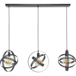 Hanglamp cosmos mesh 3 lichts | 115x33x150 cm | Artic zwart | eettafel verlichting | woonkamer / eetkamer | modern / industrieel design
