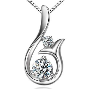 Lumici® | CrystalDolphin Ketting - Kristal - Dolfijn - Necklace - Zee - Zeemeermin - Mermaid - Tail - Vis - Staart - Vin - Vissen - Boot - Zomer - Tropisch- Cadeau Voor Vrouwen - Moederdag Cadeau - Valentijn - Kerst - Liefde - Verrassing - Zilver