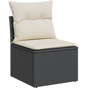 vidaXL Tuinbank - Poly Rattan - Zwart - Inclusief Kussens Tuinbank - Lounge Bank - Zwarte Tuinbank - Pe Rattan - Outdoor Furniture - Tuinset
