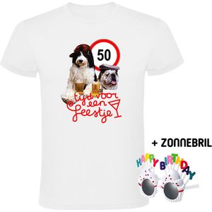 50 Jaar Tijd voor een Feestje Heren T-shirt - Inclusief Happy Birthday zonnebril - 50e verjaardag - shirt kado - jarig
