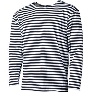 MFH - Russisch marine shirt  -  Wit met blauw  -  Lange mouwen  -  Zomermodel - MAAT 6XL - OVER-SIZED