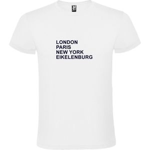 wit T-Shirt met London,Paris, New York ,Eikelenburg tekst Zwart Size XXXL