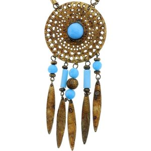 Behave Bohemian antiek goudkleurige met blauwe ketting en fantasie hanger