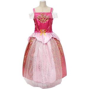 Doornroosje jurk Prinsessen jurk verkleedjurk 98-104 (110) fel roze goud met broche meisje + haarband