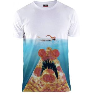 Pizza haai - Maat S Crew neck - Festival shirt - Superfout - Fout T-shirt - Feestkleding - Festival outfit - Foute kleding - Jaws T-shirt, Haaienshirt - Dierenkleding - Filmkleding, Pizza shirt, Lekkere kleding