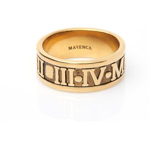 Marenca gouden heren ring met Romeinse cijfers (M)