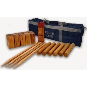 Ubergames - KUBB - Officiële Wedstrijdmaat - Geleverd met Luxe Tas - Gemaakt van Hardhout - Complete Set - Ook Verkrijgbaar in Reis-editie