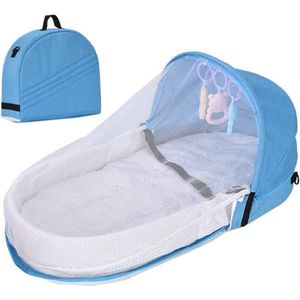 Reisbed voor baby's, reisbed baby met matras, draagbaar reisbed, babybed, luiertas, 2-in-1 opvouwbaar babybed met muggennet, reisbed, babyligstoel voor baby's en peuters