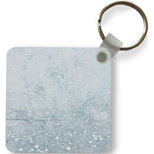 Sleutelhanger - Uitdeelcadeautjes - Marmer - Blauw - Glitter - Plastic