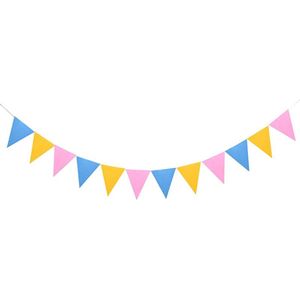 Finnacle - Vlaggenlijn - Guirlande - Slinger -Pastelkleuren - Vlaggetjes - Rose/Geel/Blauw - Verjaardagsslinger - Voor Kinderkamer - Huwelijk - Verjaardag - Bruiloft - Birthday - Decoratie - Versieringen