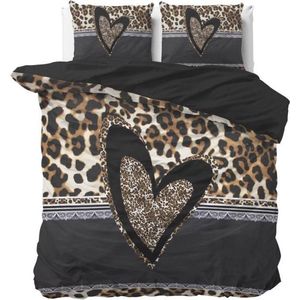 Dreamhouse Panther Love Heart - Dekbedovertrekset - Lits-Jumeaux - 240x200/220 + 2 kussenslopen 60x70 - Bruin