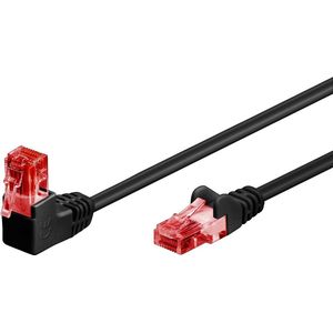 CAT 6 patchkabel 1x 90° haaks, U/UTP zwart 2 M - Netwerkkabel - Computerkabel - Kabel