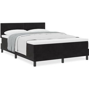 vidaXL - Boxspringbed - met - Matras - Zwart - 140x190 - cm - Fluweel