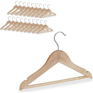 MONT KIARA Kinderkleerhangers, set van 20, broekstang, hemd, 360 graden draaibaar, meisjes, jongens, babybeugel, hout, naturel