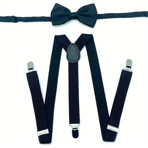 FLIPFLOP CLUB® Zwarte Bretels met strikje - met stevige clip - accessoires voor gala - accessoire voor bruiloft - feestje - vlinderdas - strik – vlinderstrik - luxe - WK