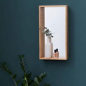 Wandkubus met spiegel Avery - L26cm, H50cm, D9cm
