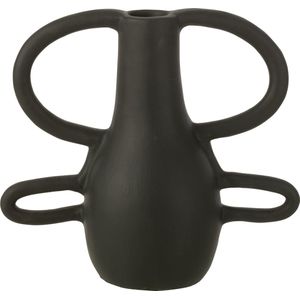 J-Line vaas met 4 Handvaten - keramiek - zwart - 36 cm hoog