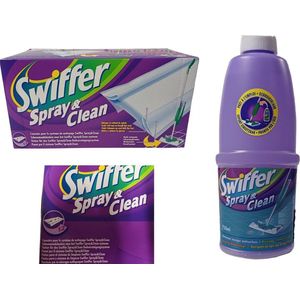 Swiffer Spray & Clean Alles-In-Een Dweilsysteem Navulling - 750 ml - kant en klare Reinigingsmiddel en 12 stuks Reinigingsdoekjes