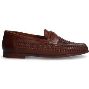 Manfield - Heren - Cognac leren loafers - Maat 46