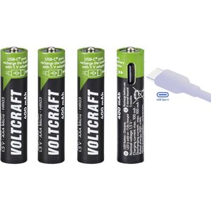 VOLTCRAFT VC-AAA400USB Oplaadbare batterij (USB-C) Batterijgrootte: AAA (potlood) Li-ion 1.5 V 400 mAh