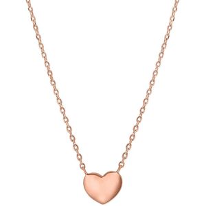 Lucardi Dames Ketting met hartje rhodiumplated - Echt Zilver - Ketting - Cadeau - Moederdag - 44 cm - Rosékleurig