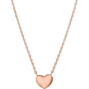 Lucardi Dames Ketting met hartje rhodiumplated - Echt Zilver - Ketting - Cadeau - 44 cm - Rosékleurig