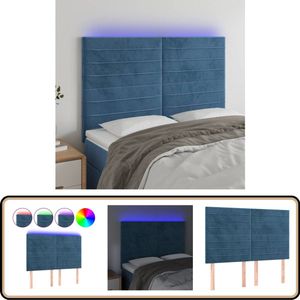 vidaXL Hoofdbord LED - Fluweel - Donkerblauw - 144x118 cm Hoofdboard - Led Hoofdbord - Velvet Hoofdbord - Blauw Hoofdbord - Bedstelling