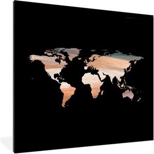 Fotolijst incl. Poster - Wereldkaart - Koper - Blauw - 40x40 cm - Posterlijst